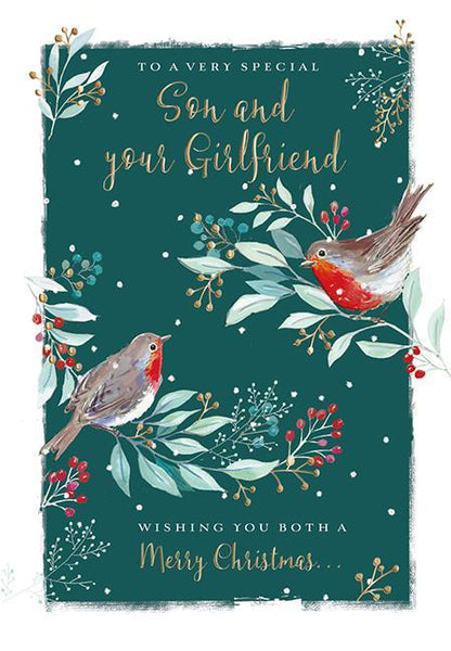 Christmas Card - Son and Girlfriend - Winter Robins