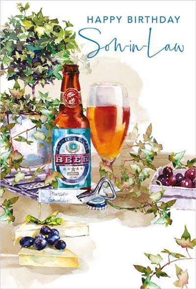 Son-in-Law Birthday - Bottled Beer from Nigel Quiney Publications, English Cards in France