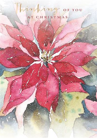 Christmas Card - Thinking Of You - Poinsettia