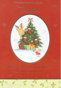 Christmas Card - Teacher - Reindeer Tree