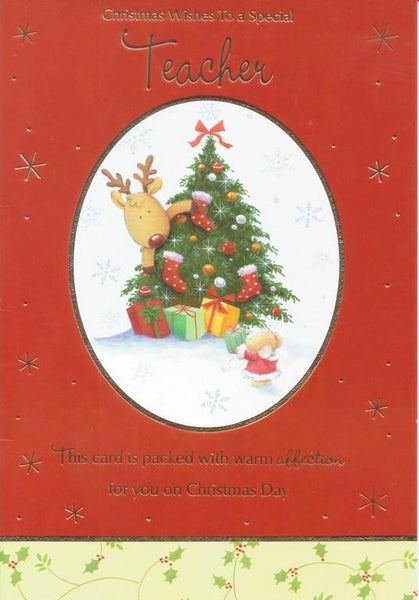 Christmas Card - Teacher - Reindeer Tree