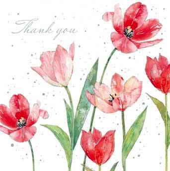 Thank You Card - Red Tulips