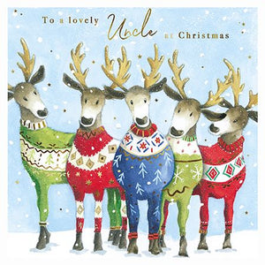 Christmas Card - Uncle - Reindeer In Christmas Jumpers