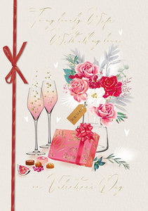 Valentine Card - Wife - Champagne And Flowers Valentine's Day Cards in France