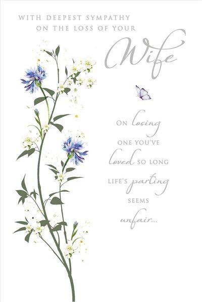 Sympathy Card - Loss of Wife - Blue & White Floral