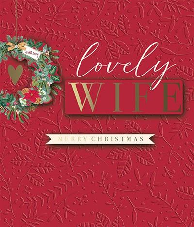 Christmas Card - Wife - Christmas Wreath Wife