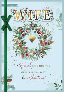 Christmas Card - Wife - Floral Heart