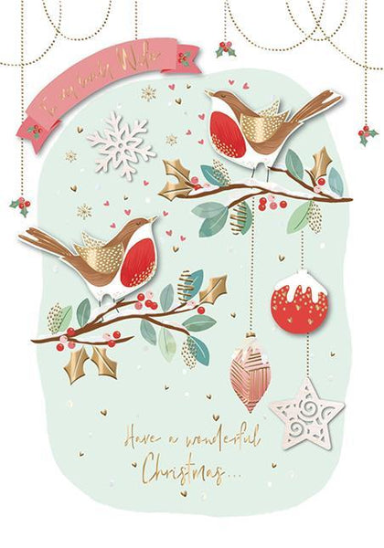 Christmas Card - Wife - Christmas Robins