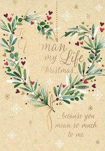 Christmas Card - Woman In My Life - Wreath Of Love
