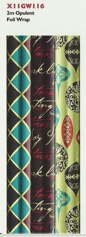Christmas Gift Rollwrap - 2M Opulent Foil - Choice of DesignsChristmas Gift Roll Wrap - Festive Foliage