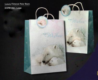 Christmas Gift Bags - Large Polar Bear Family