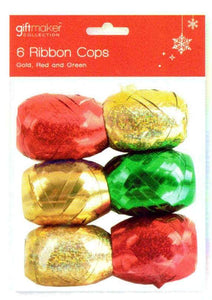 Curling Ribbon - 6  Red/Gold/Green Ribbon Cops