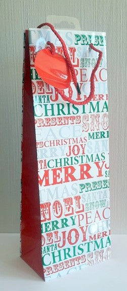 Christmas Gift Bags - Bottle Bag - Peace Joy Noel