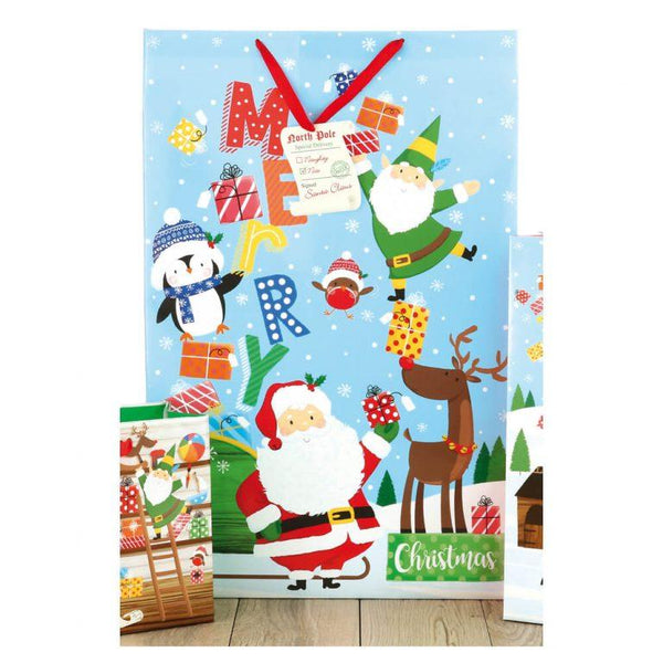 Christmas Gift Bags - Giant Santa & Friends