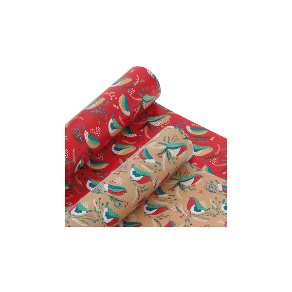 Christmas Gift Roll Wrap - Kraft Recylable - Merry Little ChristmasChristmas Gift Roll Wrap - Festive Foliage