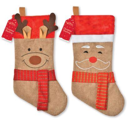 Christmas Gift Stocking - Reindeer or Santa (XT028)