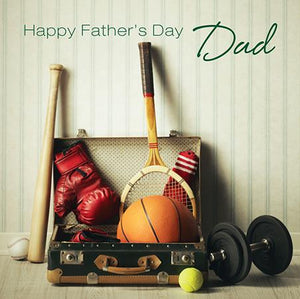 Father's Day Card - Old Suitcase With Sports Equipment