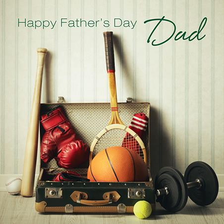 Father's Day Card - Old Suitcase With Sports Equipment